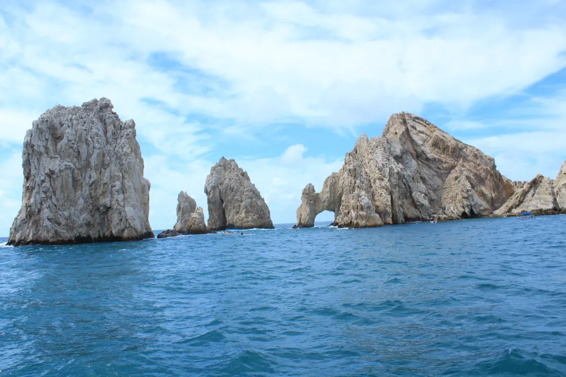 The granite rock formations of Land’s End at Cabo San Lucas seen from the water